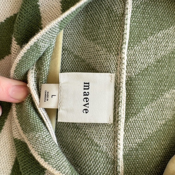 Maeve Olive and Cream Geometric Turtleneck Sweater - Picture 6 of 7